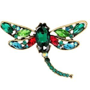 ♥️ NEW Beautiful & colorful rhinestone dragonfly brooch ♥️